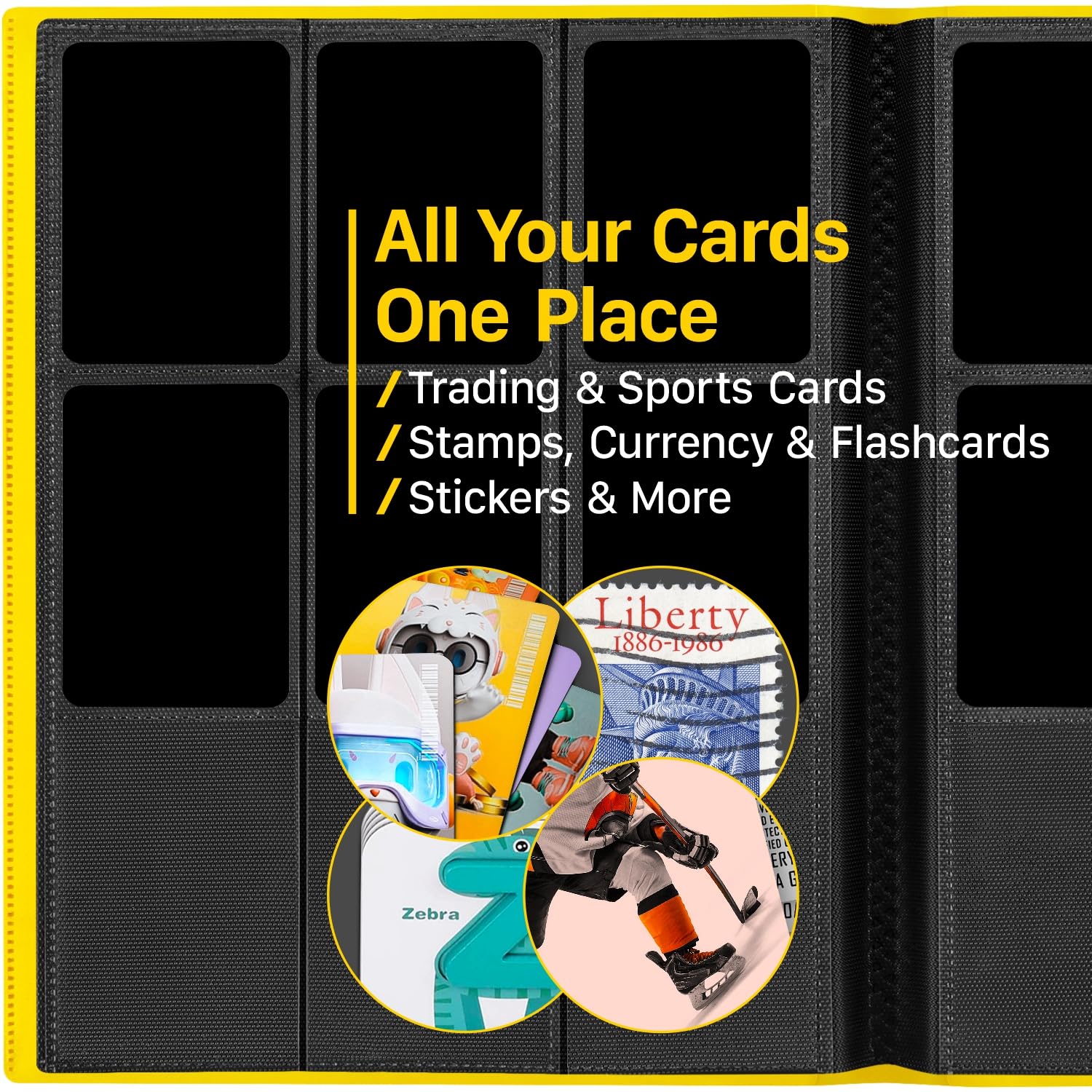 Raccoglitore per carte collezionabili con 9 pagine, raccoglitore per carte da hockey sportivo, raccoglitore per carte da baseball a caricamento laterale, con maniche, 20 fogli, 360 cartine, per