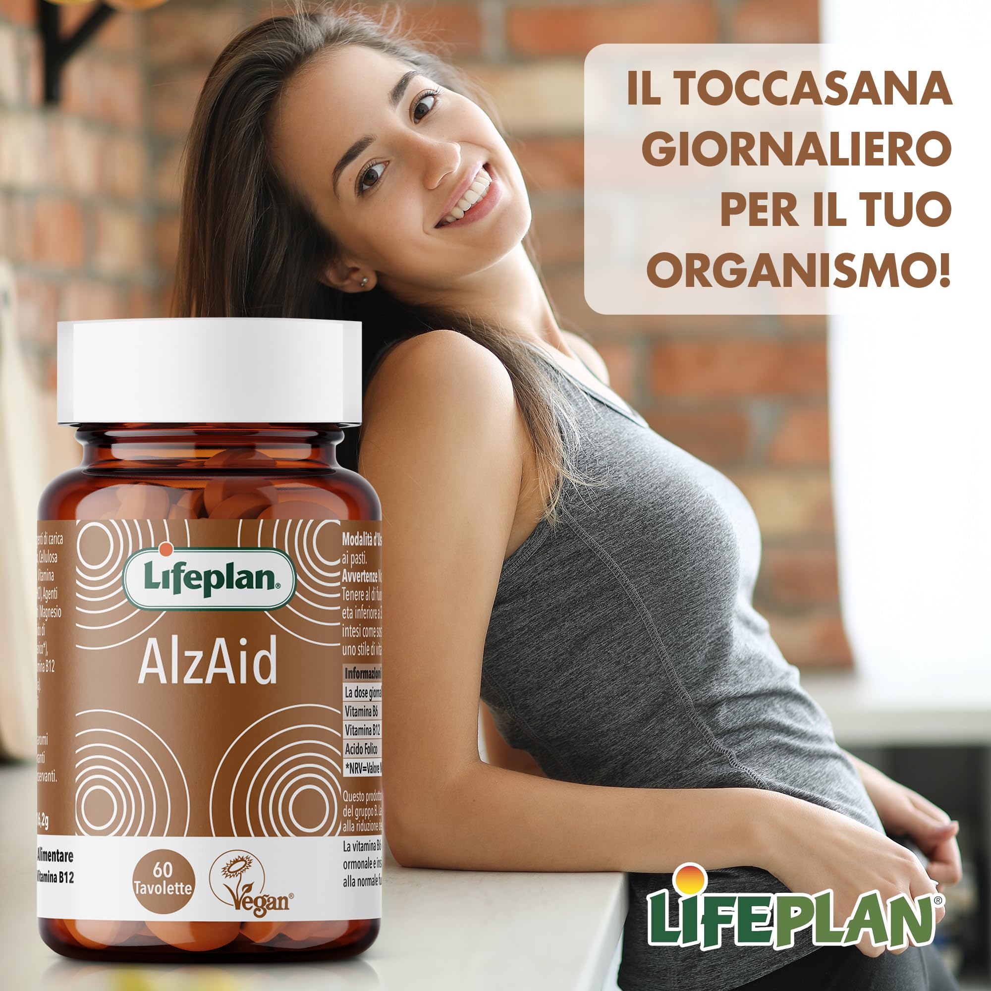 Vitamina B6 B9 B12 Acido Folico (60 Compresse Vegan, Scorta 4 Mesi) LIFEPLAN Alzaid - Integratori Stanchezza con Complesso Vitamina B complex, Vitamina B12, Vitamina B9, Vitamina B6, Vitamine gruppo B