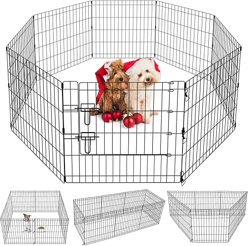 Corralito para mascotas 8 paneles de 24 pulgadas de metal portátil plegable para interiores y exteriores ideal para mascotas perros gatos razas de
