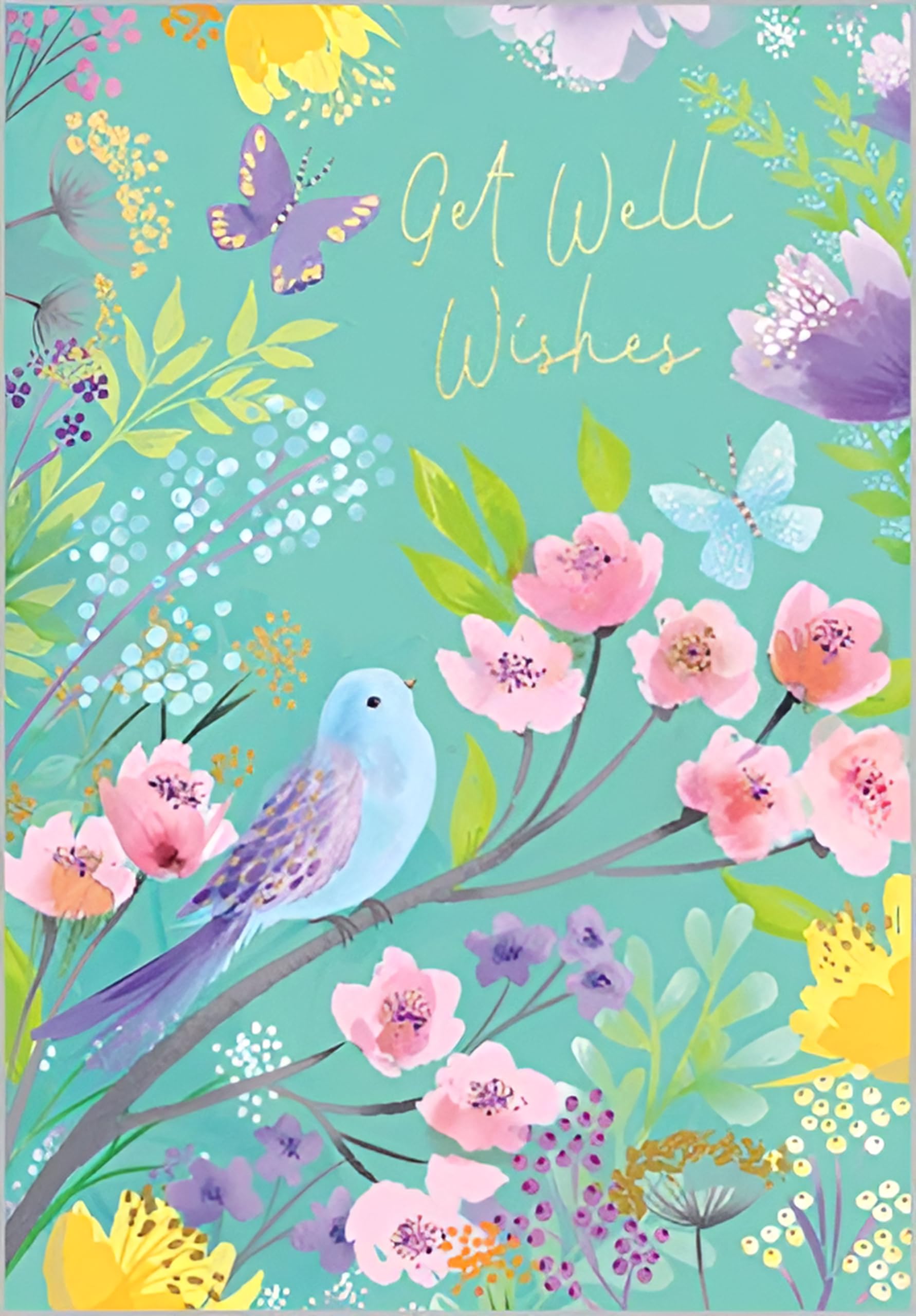 Abacus Cards Geburtstagskarte "To The One I Love" - Mit Blumen & Vögeln, Goldfolie, Inkl. Umschlag