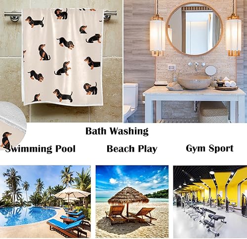 Miniatura 2 de Pfrewn Happy Dachshund - Toallas de baño de mano suaves y absorbentes, toallas de baño para colgar en la cocina, para decoración del hogar, 16 x 30