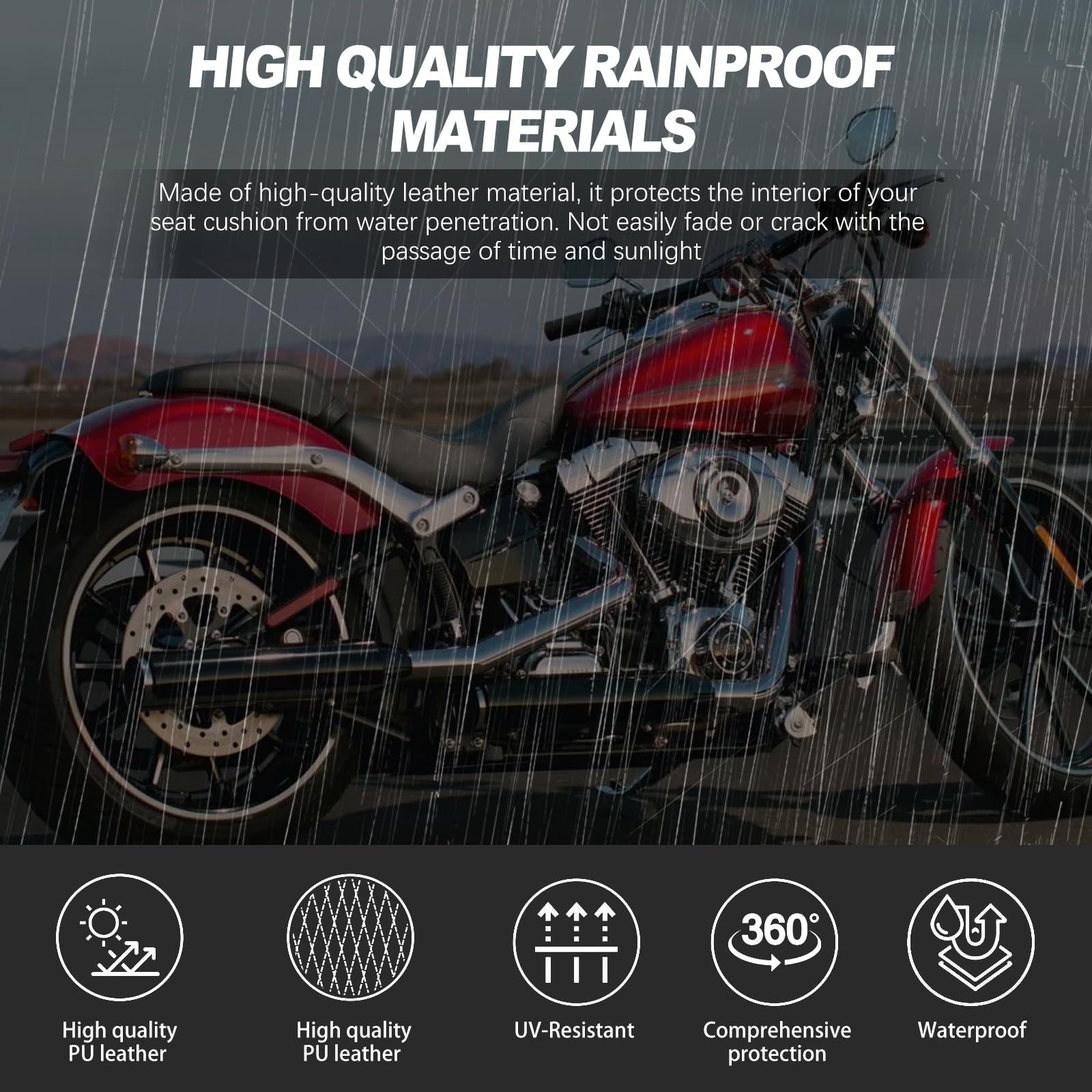 DREAMIZER Sedile Passeggero Posteriore per Moto con 8 Ventose per Sella Bobber Cruiser Chopper Custom (Nero)