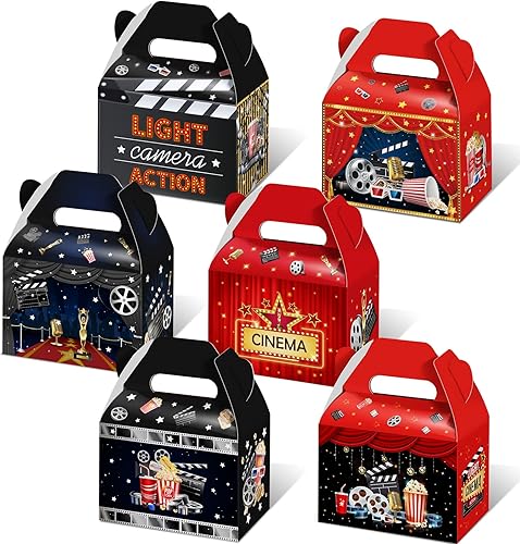 Yinder Paquete de 24 cajas de regalo de fiesta temática de película regalo de fiesta de noche cajas de regalo para fiesta de cumpleaños suministros
