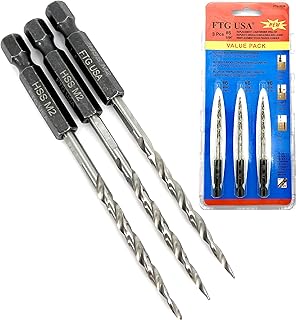 Replacement Tapered Countersink Drill Bit Set 3 Pc (#6) 9/64" Countersink Bit Same Size Bit Replacement Only, Countersink Replacement Drill Bit for Wood Counter Sinker Drill Bit Set