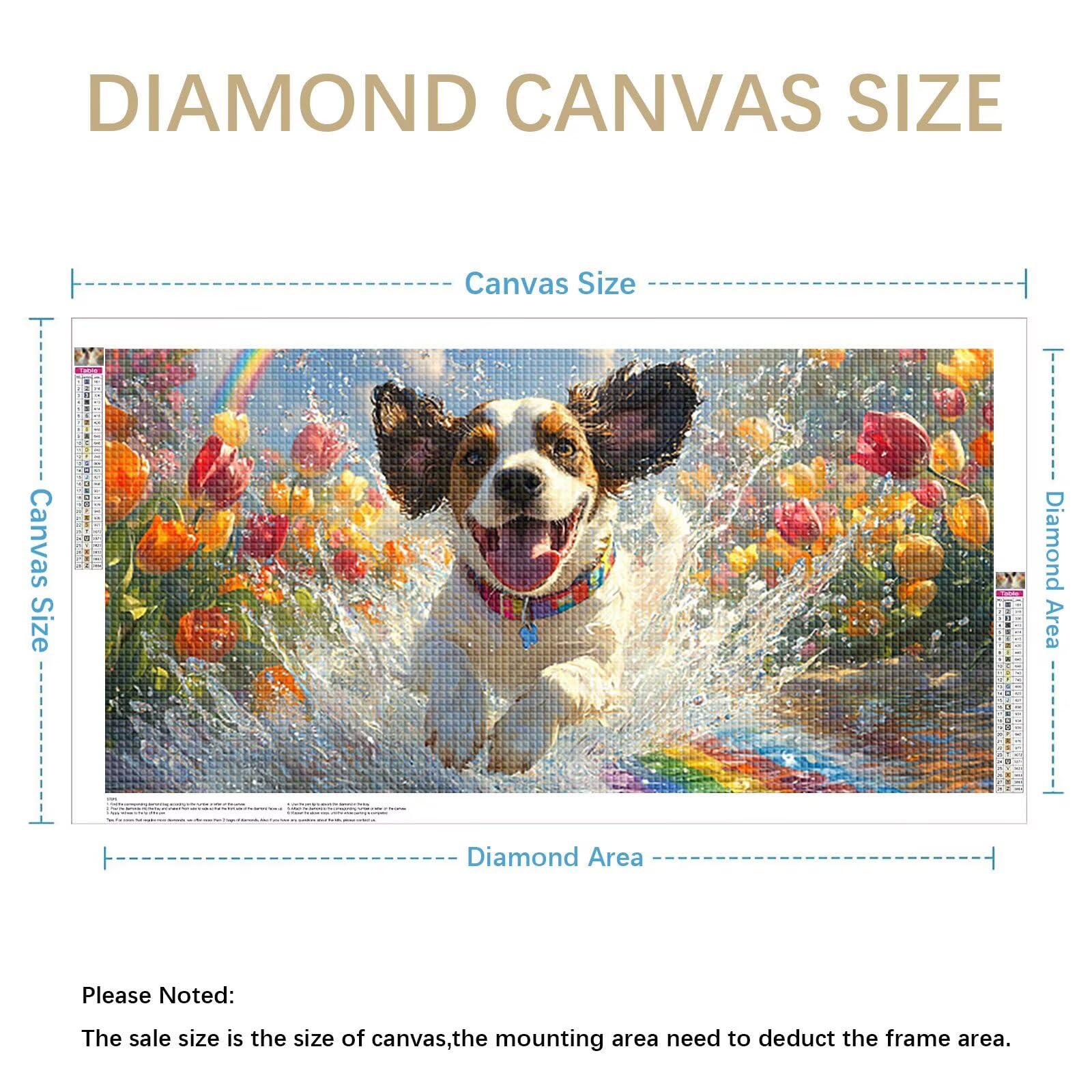 Diamond Painting Adultos Perro Pintura Diamante, Flor Diamond Painting 5D Completo, DIY Cuadrado Cristal Bordado Punto de Cruz Cuadros de Diamantes para Decoracion Hogar, Regalo Mujer 160x80cm 0J-396
