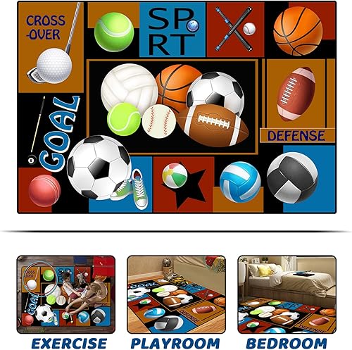 Miniatura 4 de Alfombra de juego alfombra antideslizante para juegos para dormitorio de niños y niñas área de juegos 60 x 40 pulgadas