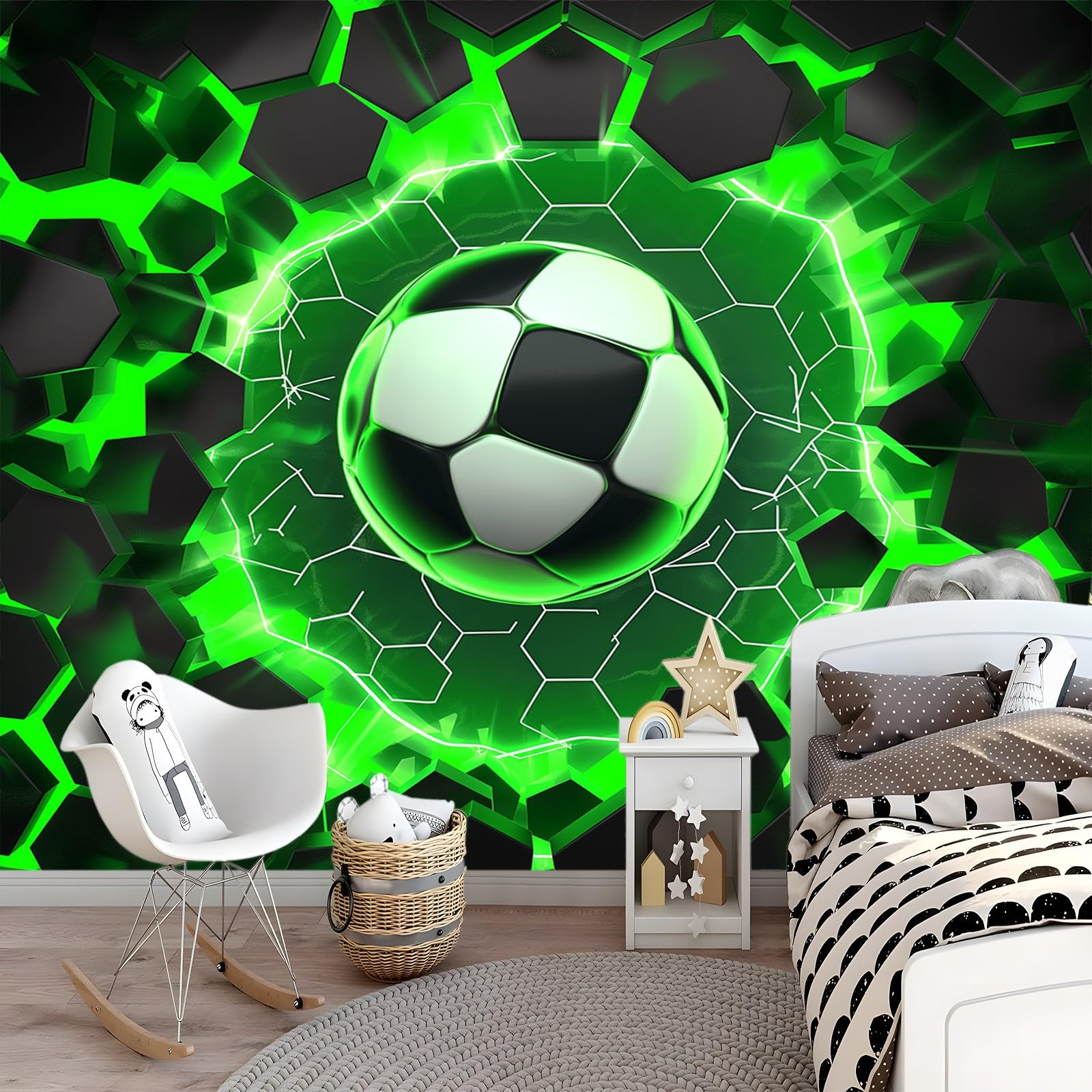 Carta da parati Calcio digitale da videogioco Carta da parati 350 x 256 cm fotografica, murale, carta da parati a motivi, carta da parati in tessuto non tessuto, Verde
