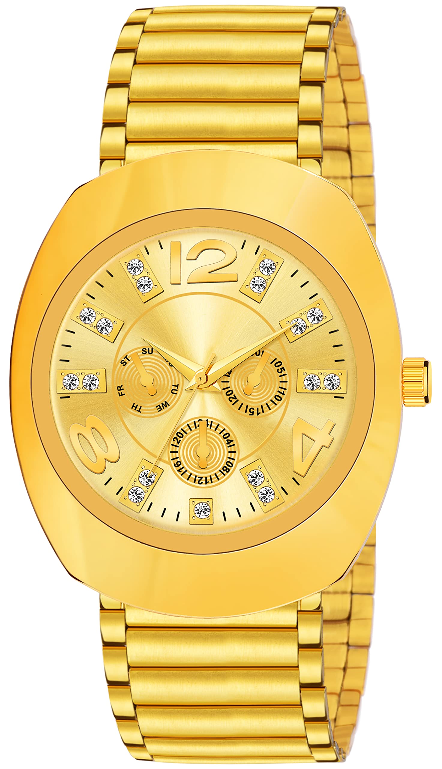 just like Golden Plated Stainless Steel Strap Fully Comfortable Golden Dial Watch for Men (Gold) (B0C3LR3DW9) Amazon Price History, Amazon Price Tracker