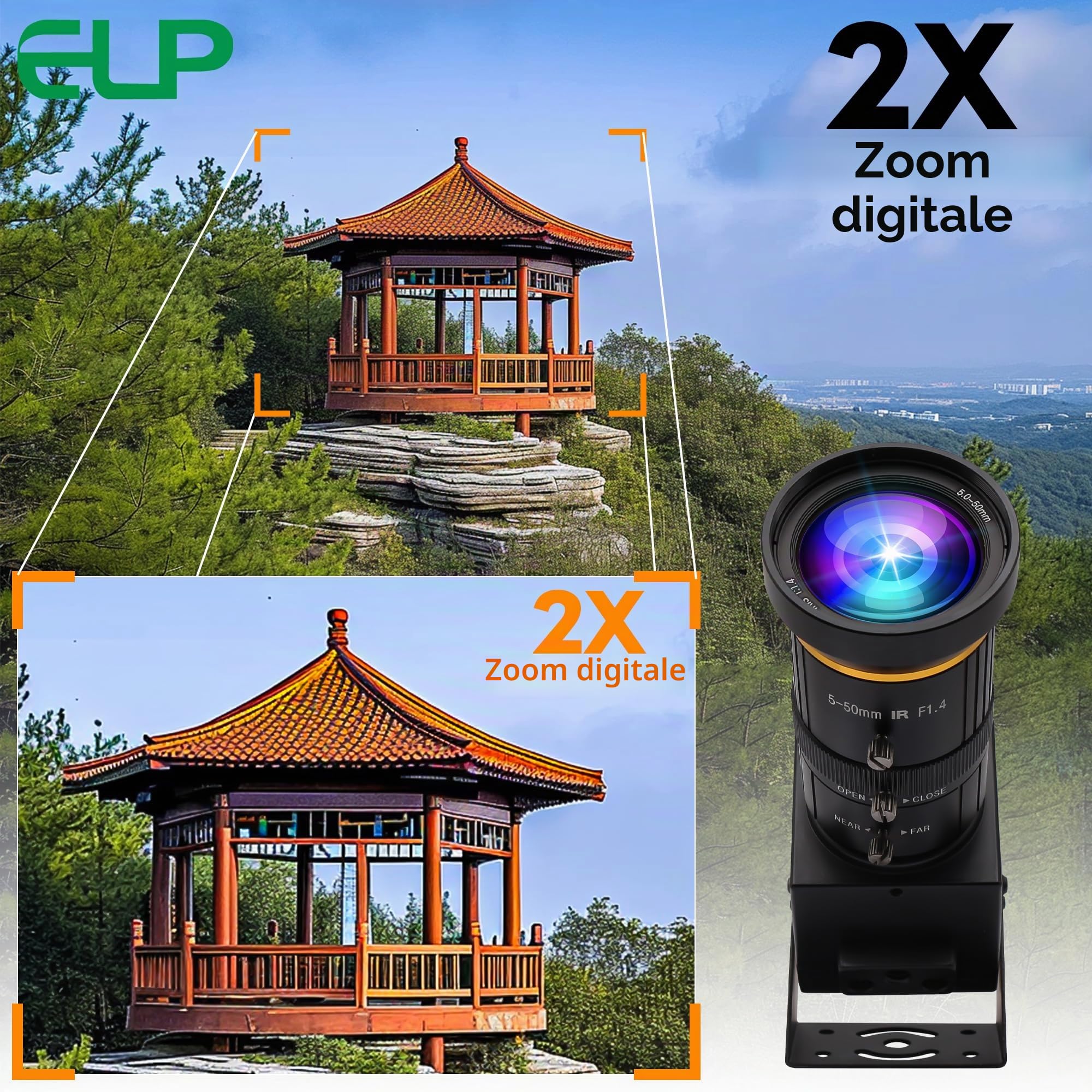 ELP Telecamera USB 4K USB3.0 HDMI Zoom manuale 5-50mm 10X Webcam 4K 60fps PC Fotocamera Computer Fotocamera Computer Fotocamera Primo piano USB Fotocamera H.264 Industriale USB Telecamera di sicurezza