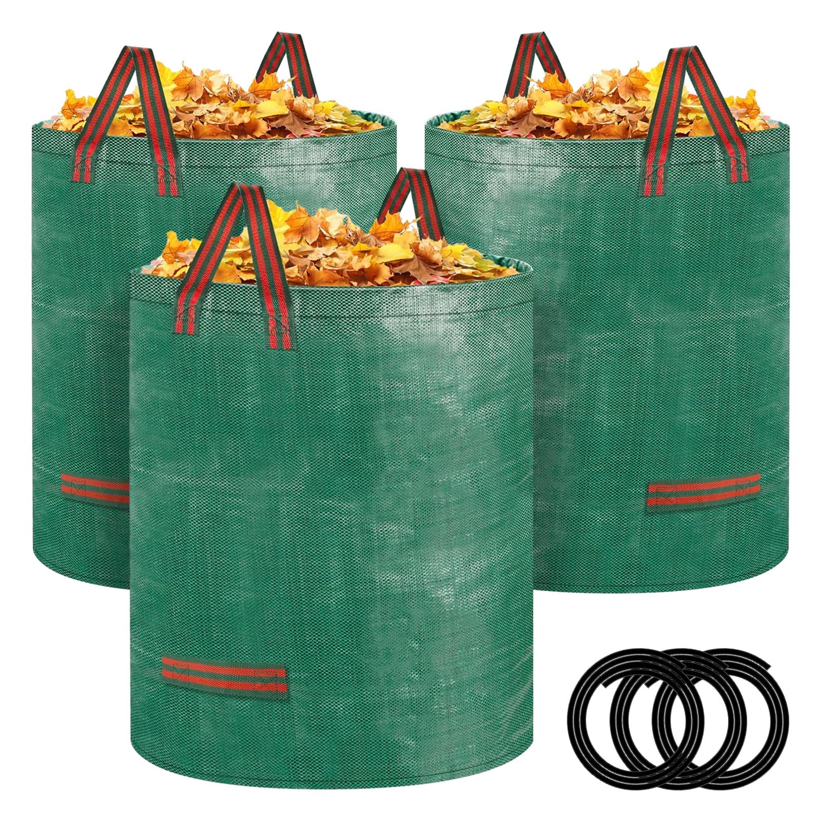 CQWLKEJ 3 X 300L Garden Waste Bags Heavy Duty, Reusable Garden Sacks with Handles, Ideal for Collecting Garden Waste, Plant Waste Grass Leaves