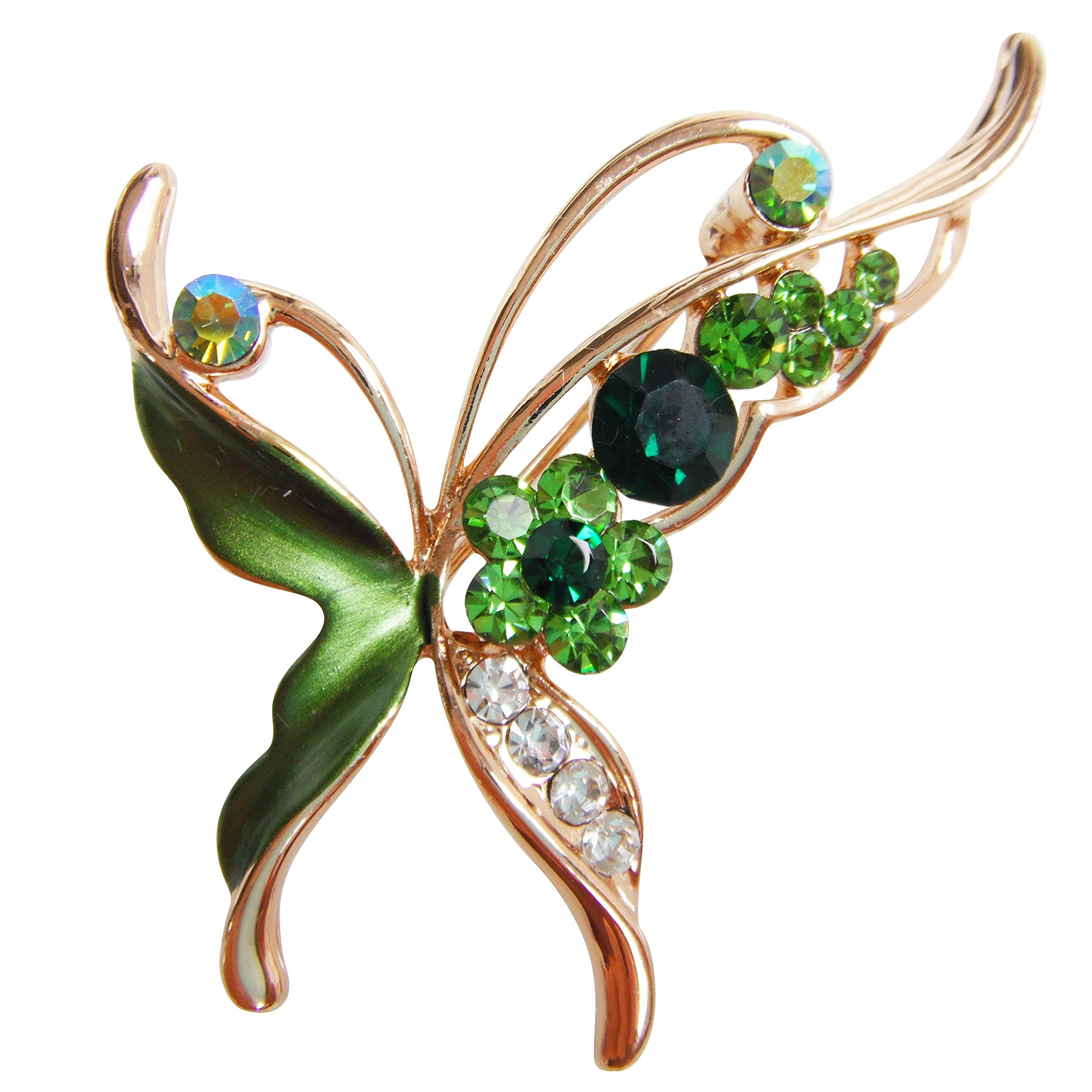 18k Gold Plated Enamel Crystal Insect Butterfly Brooch Pin