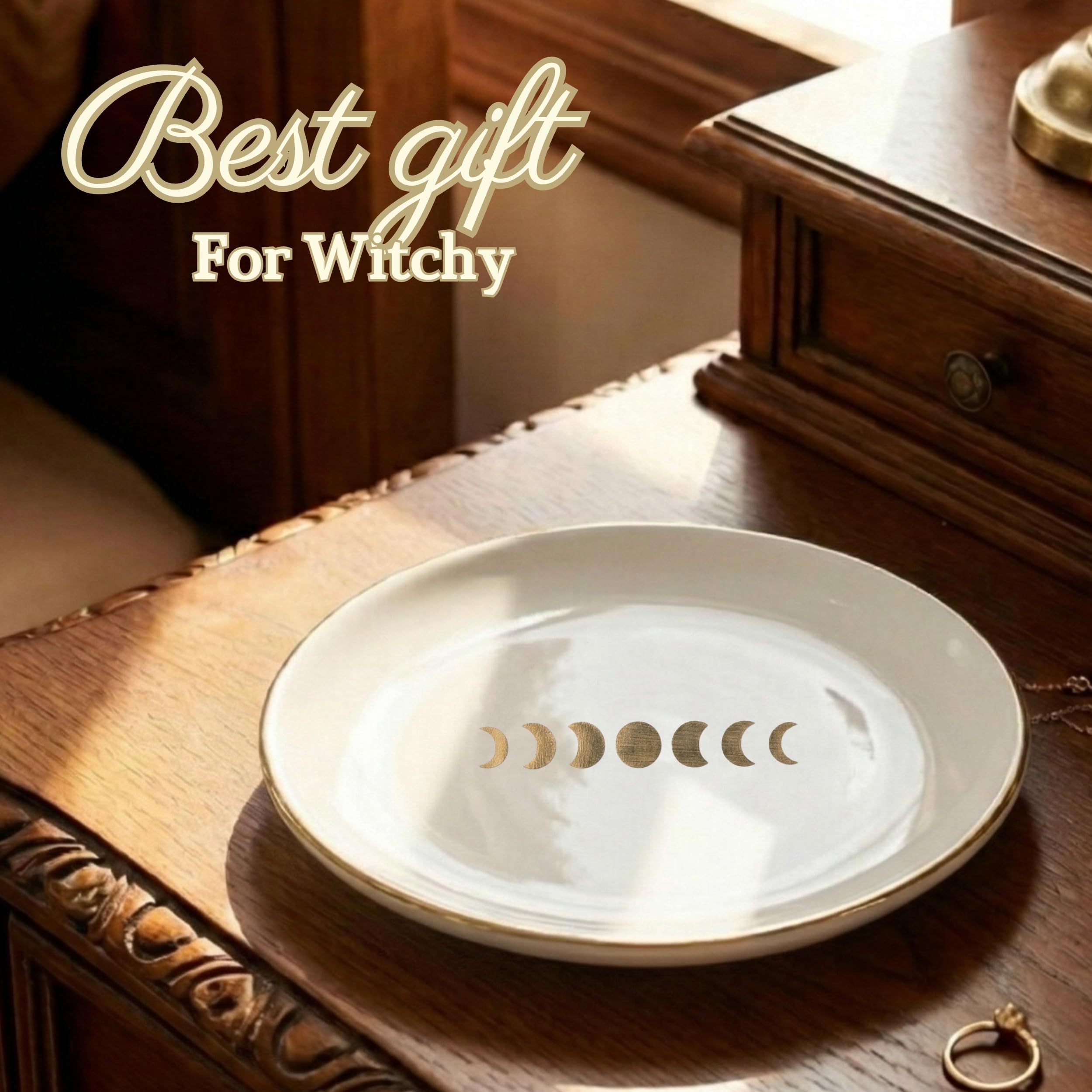 InnoBeta Witchy Gifts for Women, Moon Gifts Ceramic Jewelry Tray Decorative Trinket Dish for Rings Earrings Necklaces Bracelet Watch Keys
