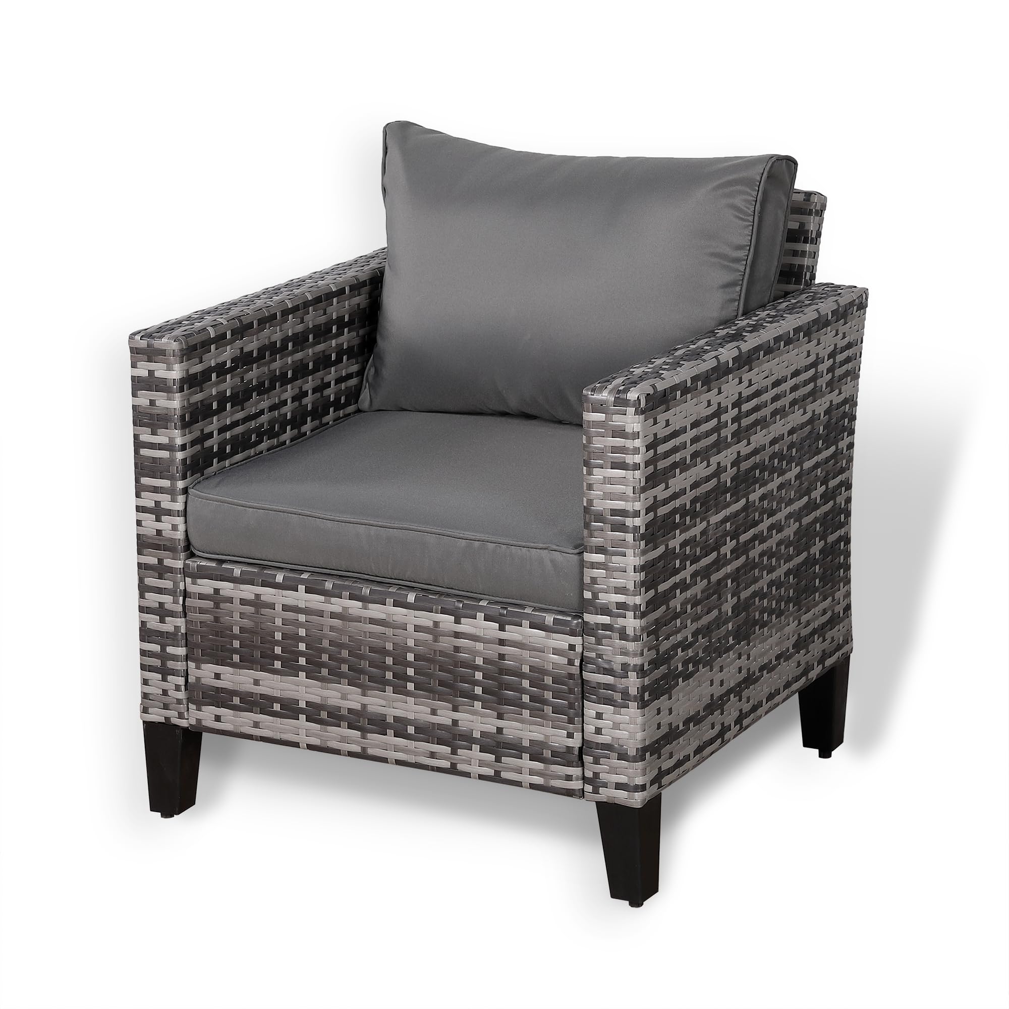 Rattan Park Sofás de Jardín de Poliratán – Conjunto Modular de Muebles de Exterior para Terraza y Patio (Gris, 1 Plaza)