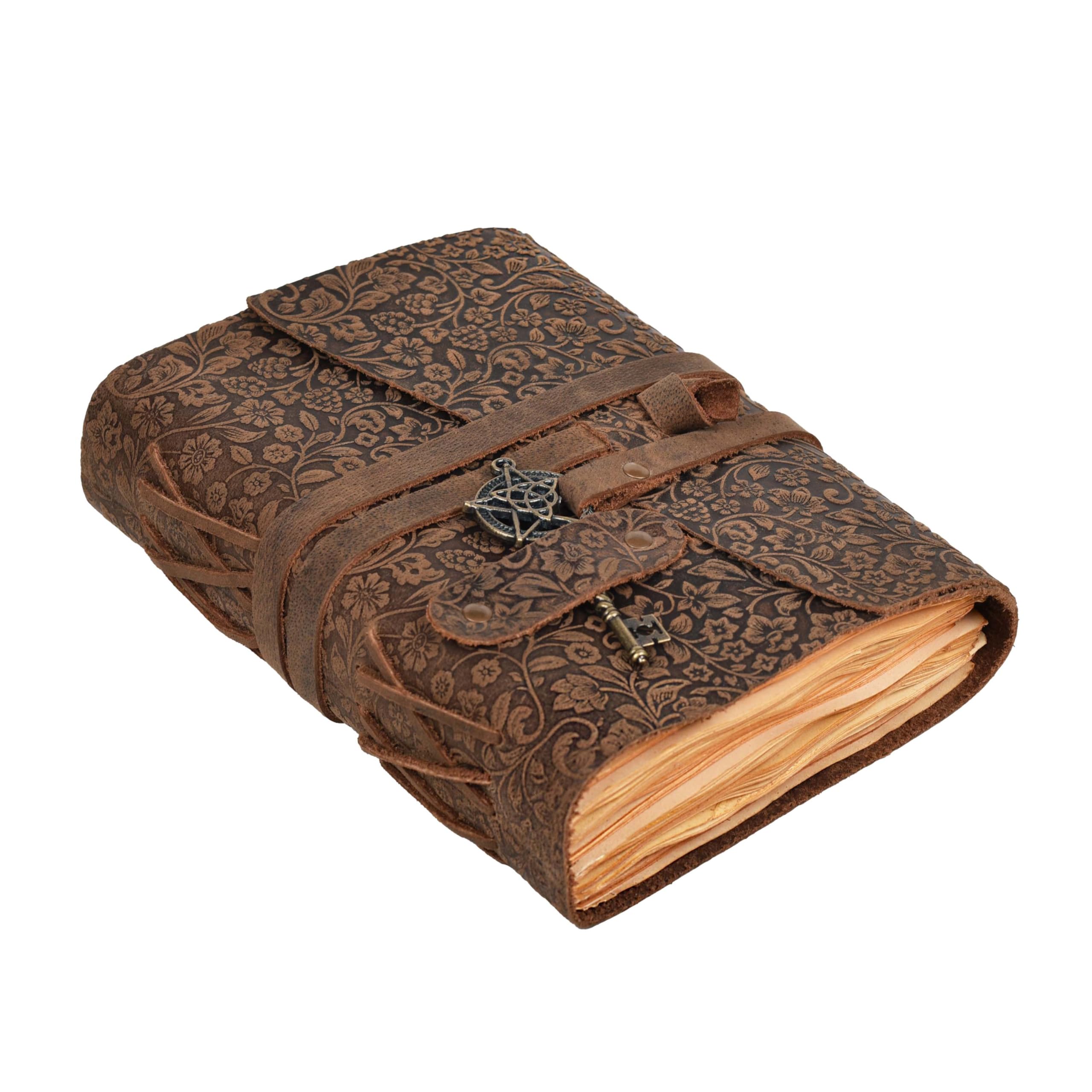 LEATHER VILLAGE Handmade Leather Bound Journal for Women- Brown | 13"X8" | 260 Pages Blank of Vintage Paper Writing, Sketchbook, Notebook
