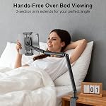 Support de moniteur portable 15.6", Support de bras de tablette avec pince de bureau sans sag réglable iPad Support pour lit, 360° Bras pliable 4.7" à 18.5" iPad Pro/Air/Mini, boîte épaisse, noir