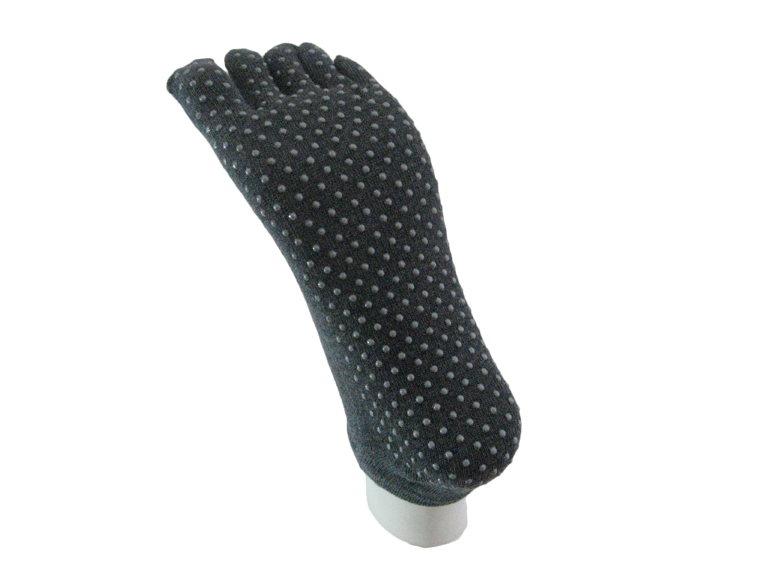 COUVER Toe sock - Charcoal No Skid No Slip Sole No-Show Yoga 5 fingers Toed Socks