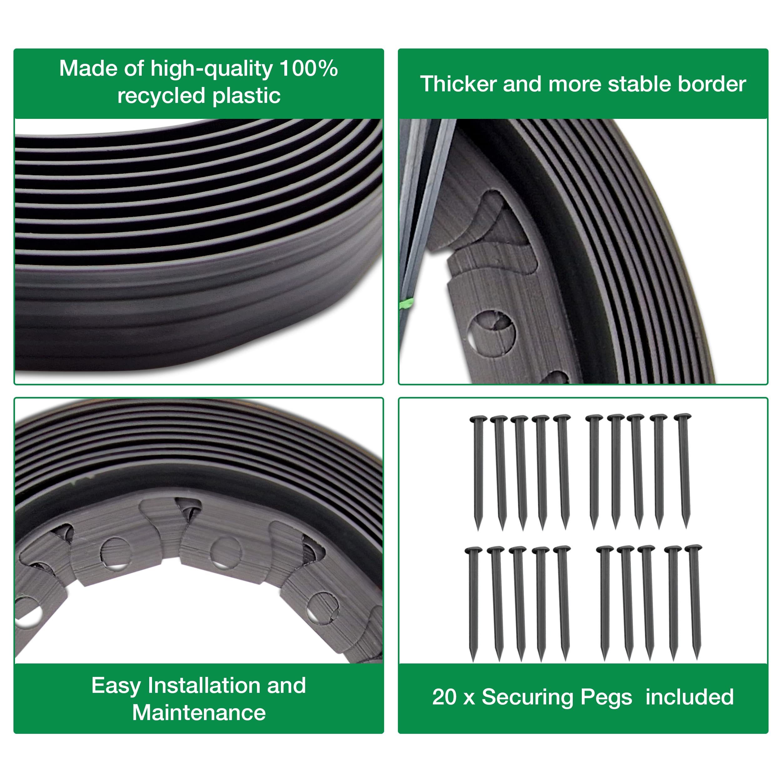 Transform Your Outdoor Space with 10m of Flexible Graphite Garden Edging Border - Image 3