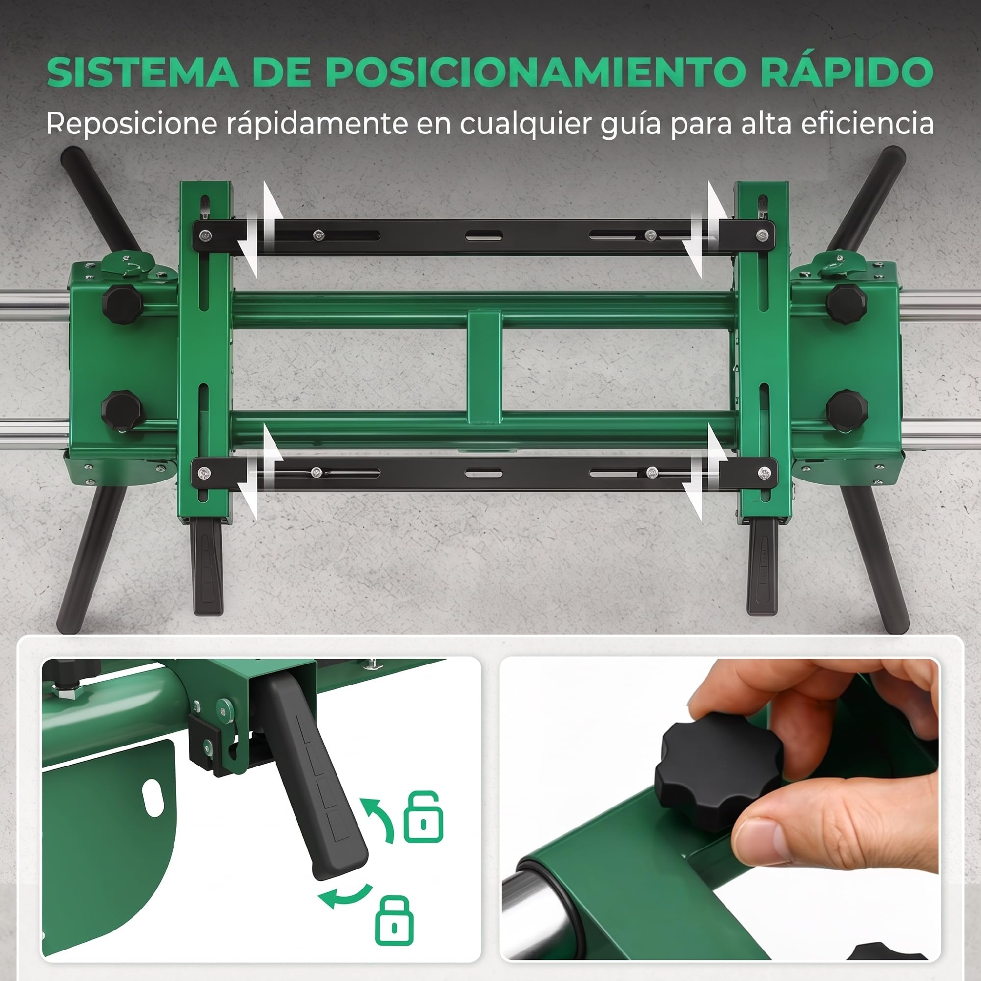 HOMCOM Cavalletti da Lavoro Pieghevoli per Troncatrice, Altezza 81-91 cm e Lunghezza 116-165 cm Regolabili, Rullo di Supporto, Portata 200 kg, Attacco Universale, Verde