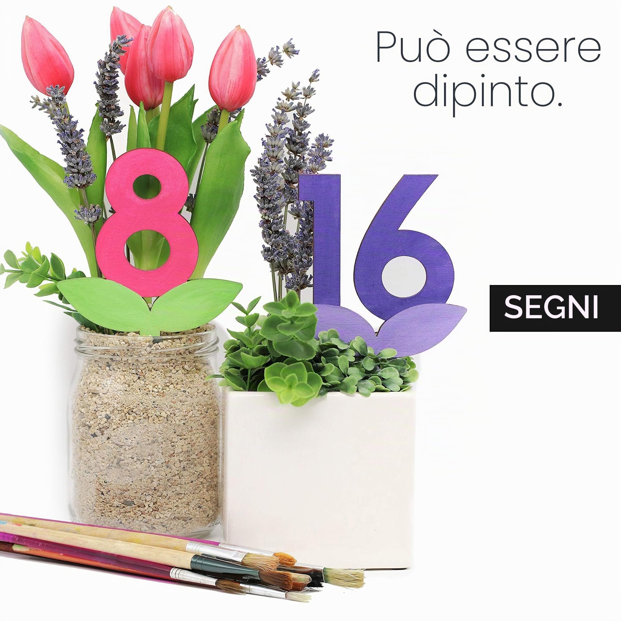 SIGNS - Set Numeri Tavoli da Vaso in legno [VN01] - Segnatavolo design per ristoranti e bar. Segnaposti matrimoni ed eventi. (Set 1-20)