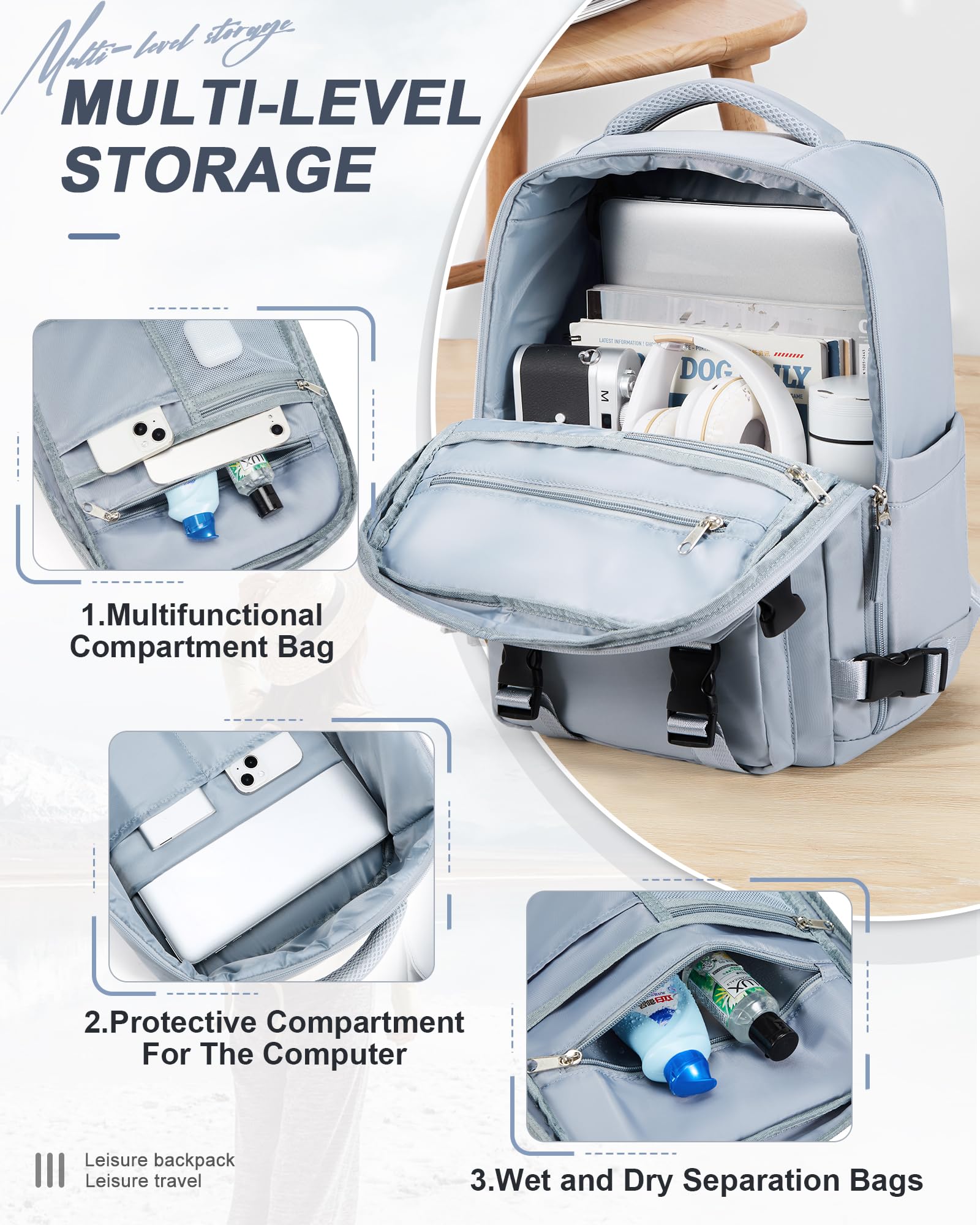 BJLFS Borse da Cabina per Ryanair 40x20x25 Bagaglio a Mano Zaino Borsa Zaino da Viaggio, Zaino da trekking,Zaino Easyjet 45x36x20,Zaino Casual per laptop da 14 pollici per scuola
