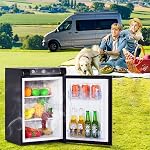 Smad 2.1 Cu.ft RV Propane Fridge, 3 Way Gas/12V/110V Fridge for Outdoor Camping Off Grid quiet for Home, Apartment, Office, Black