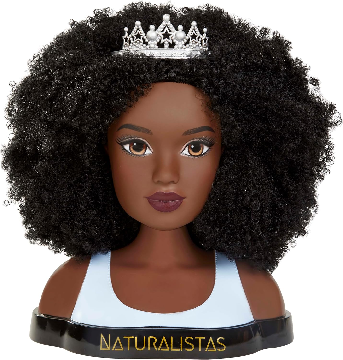 Naturalistas Liya Platinum Crown and Coils Fashion Styling Head, 4A Textured Hair, 19 Accessories, Designed and Developed by Purpose Toys