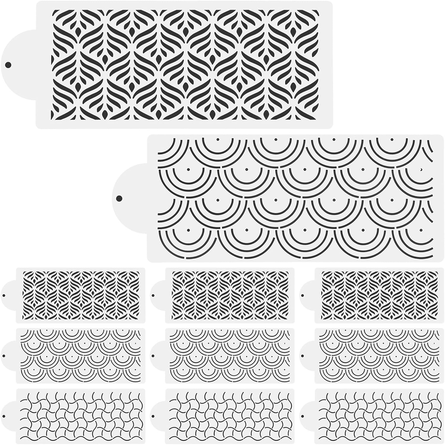 12pcs DIY Hollow Cake Decorating Stencils Baking Templates Fondant Printing Stencils for Mousse and Cake Decorating Supplies Set