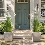KOL 4ft 2-Pack Artificial Cattail Reed Grass, 47.2’’ Artificial Indoor Outdoor Fake Onion Grass Plant, Home Office Wedding Decorative Potted Plant, False Floor Greenery, Housewarming Gift, White
