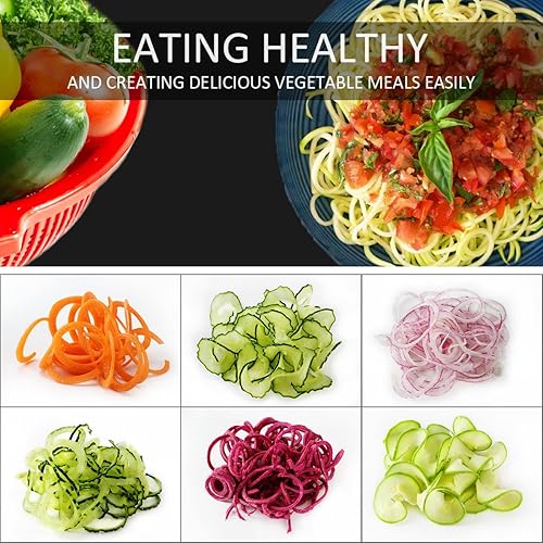 Miniatura 6 de Spiralizer - Cortadora de verduras cuchillas giratorias 4 en 1 espiralizador de verduras resistente con fuerte ventosa fideos en espiral de