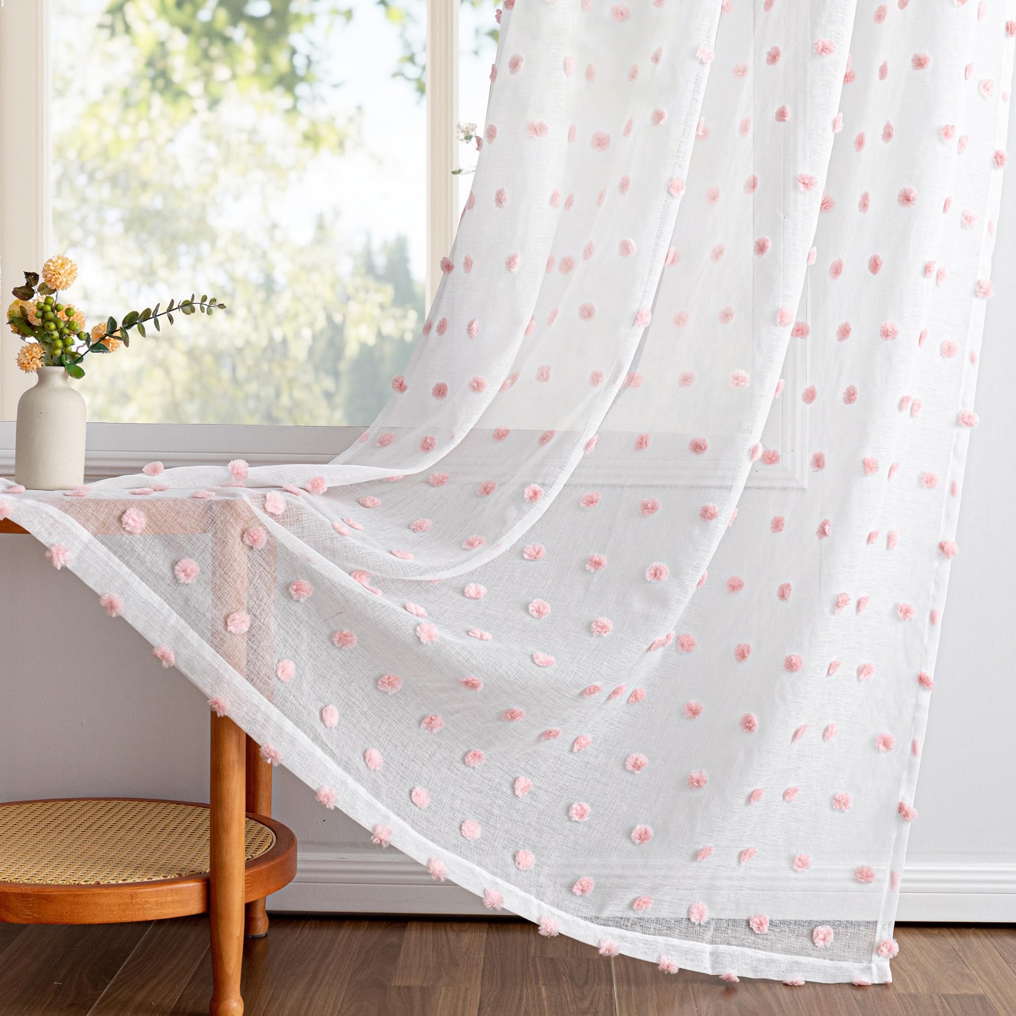 Tende con nastro arricciato trasparenti set da 2 A 175 x L 140 cm per camera dei bambini soggiorno camera da letto
