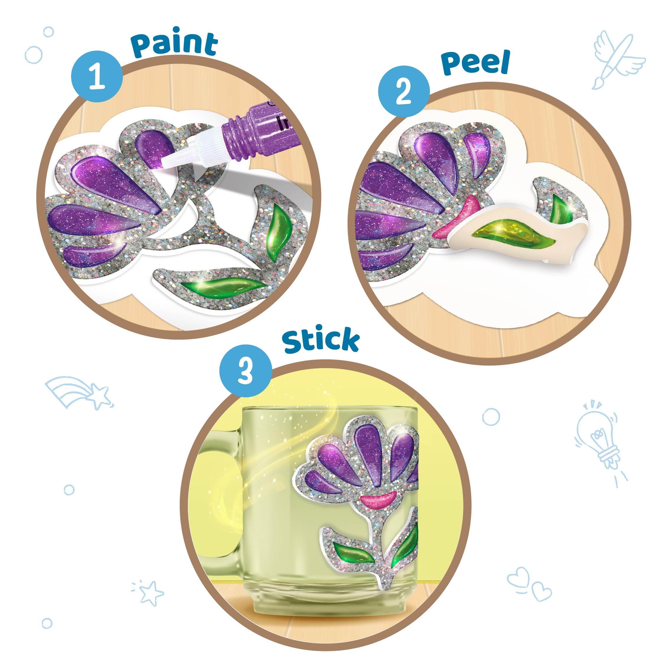 Imagimake DIY Jelly Stickers – Flowers & Butterflies | 3D Gel Stickers Craft Kit for Kids | Window, Bottle & Mug Decoration | Non-Toxic Glass Paints | Age 3+ 1