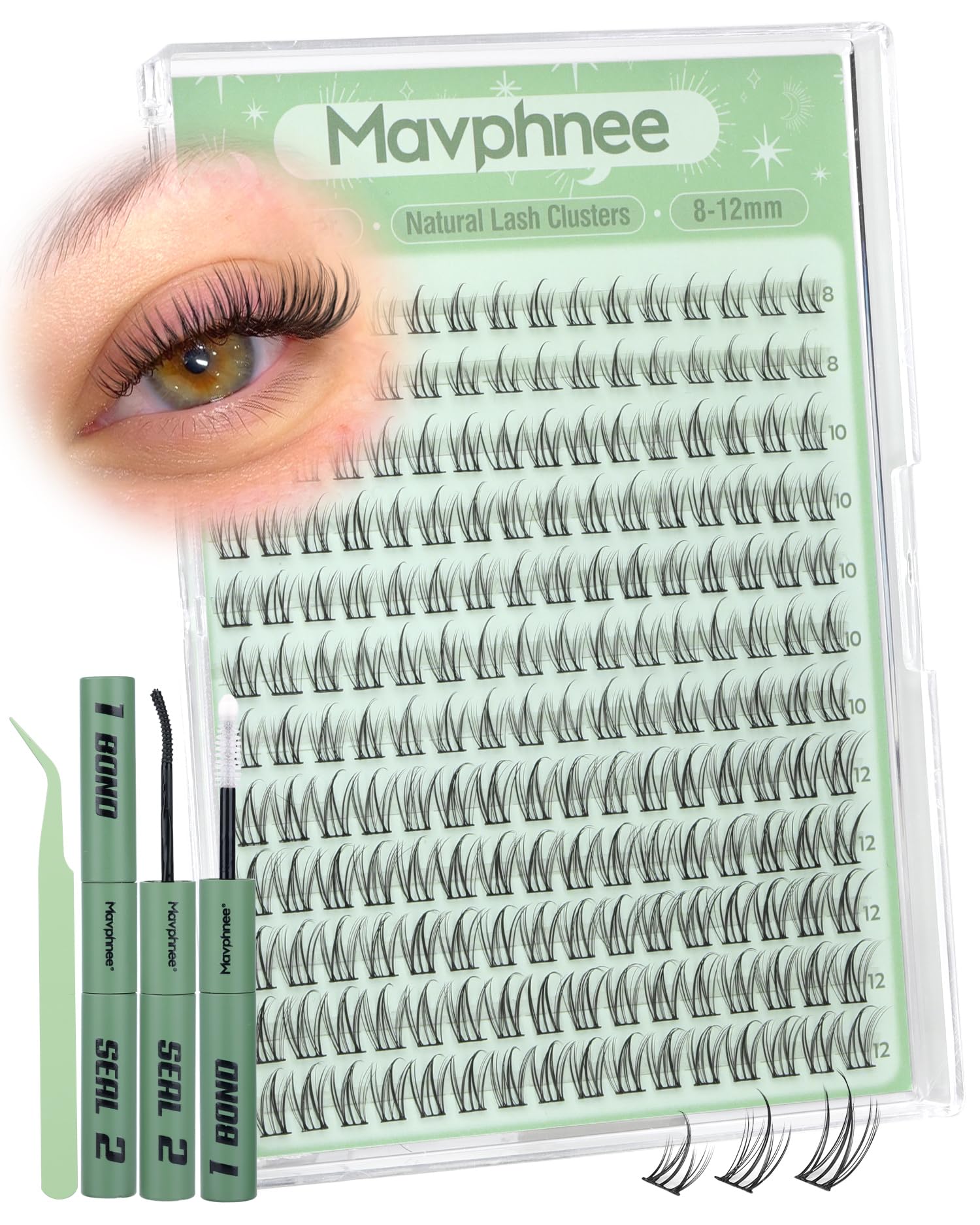 8-12MM Natural Lash Clutsers Kit Short Cluster Eyelash Extensions Kit CC Curve Wispy Eyelash Clusters 192PCS Fairy Individual