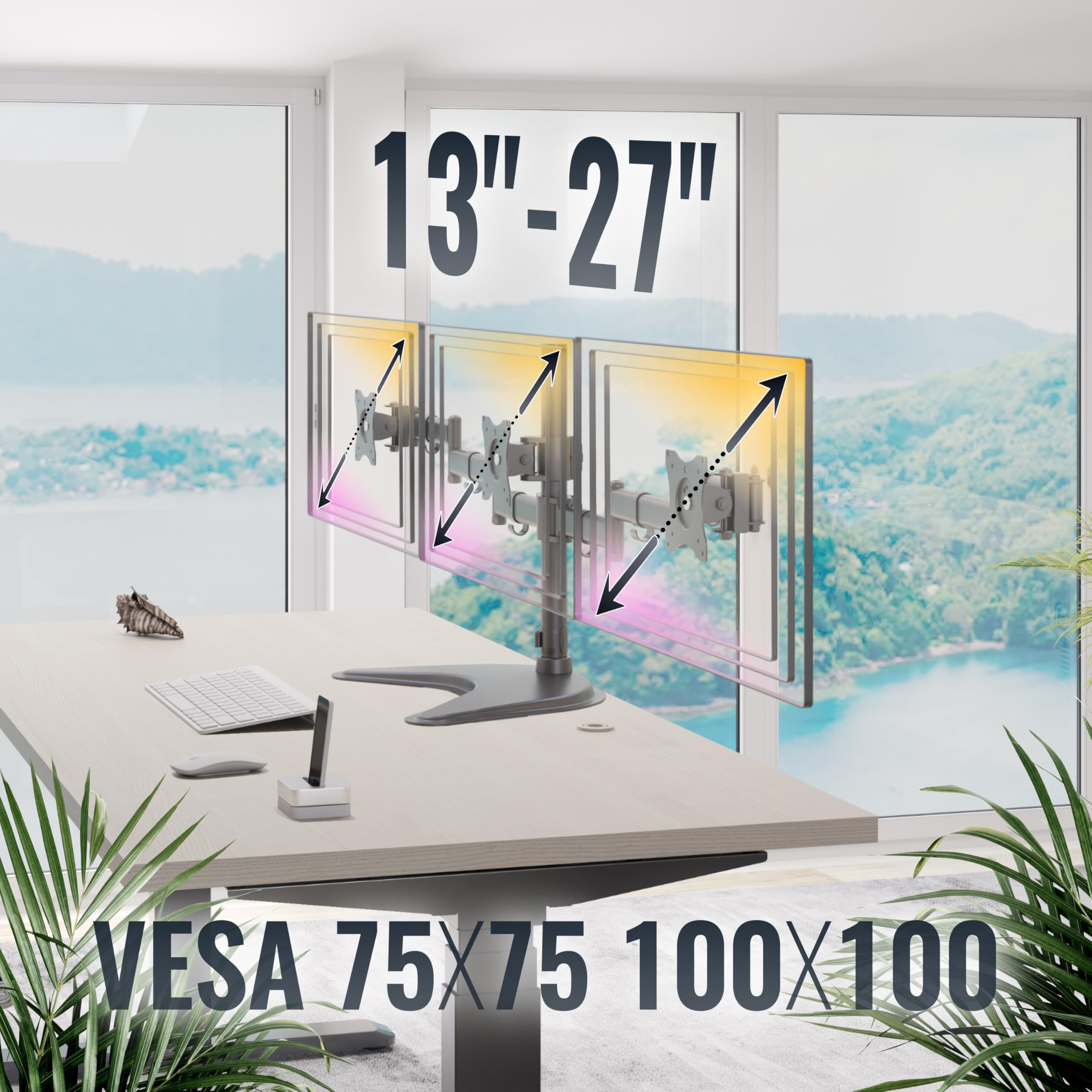 RICOO Supporto Monitor scrivania TS7511 Girevole Inclinabile Schermi 12-27" (30-69 cm) Braccio Schermo PC Staffa Universale VESA 75 x 75 100 x 100