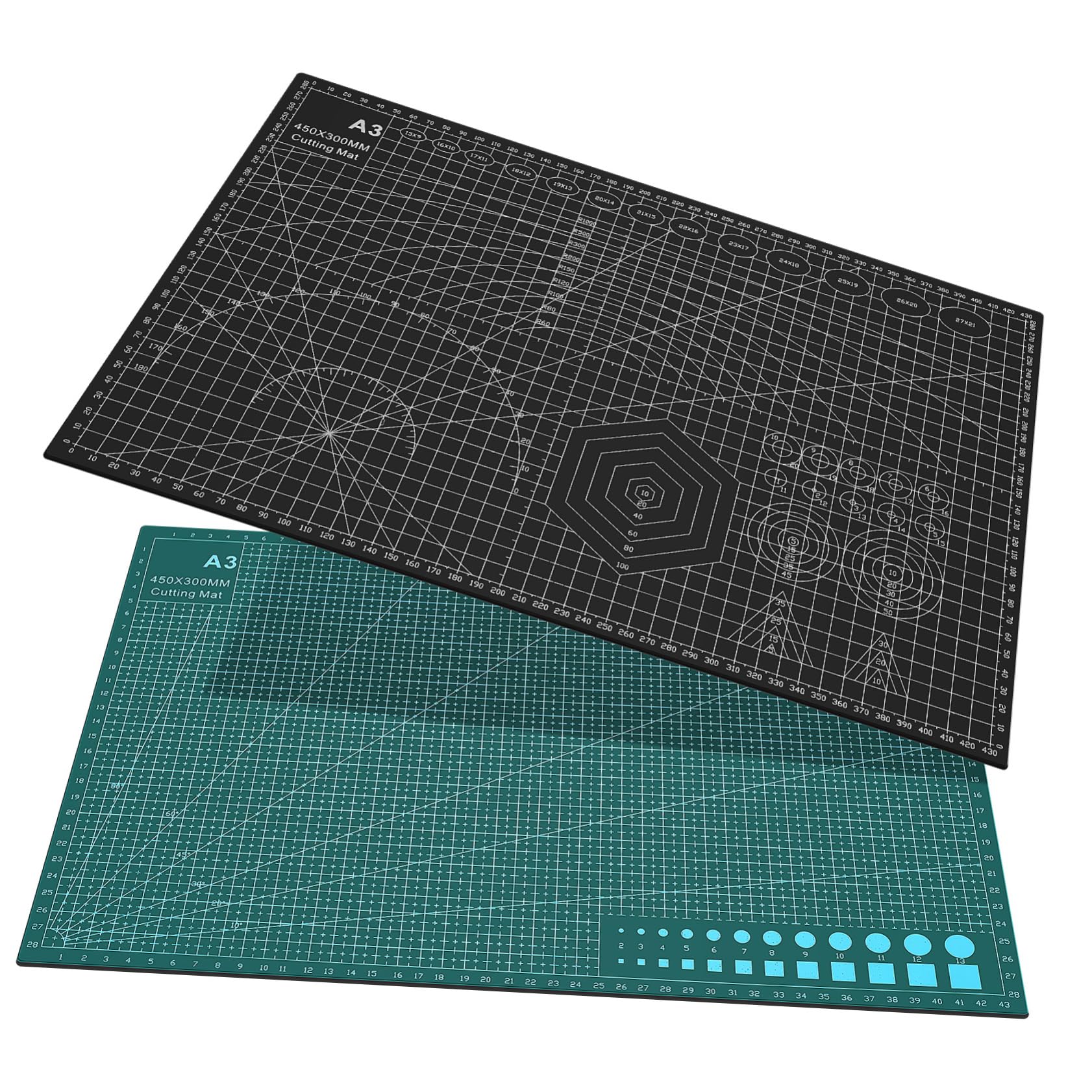 OFFSCH 2 Pack Craft Cutting Mats Large Gridded Cutting Mat Set for Sewing Quilting Accurate Measurements Double-Sided Smooth Surface