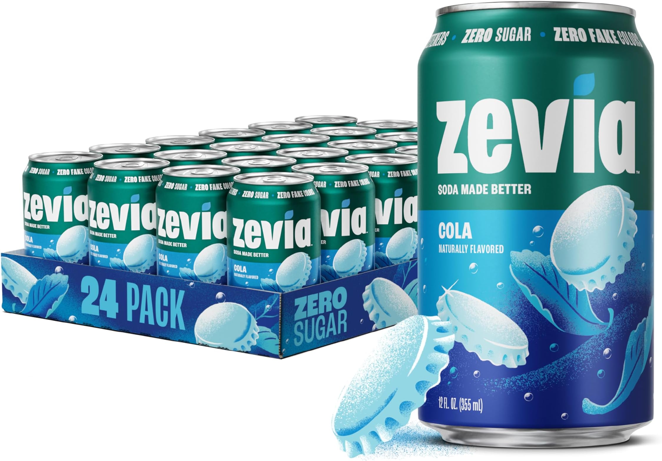 Zero Sugar Soda, Cola, 12 oz Cans (24-Pack) – Naturally Sweetened, Zero Calorie Sugar Free Soda - Non-GMO Project Verified, Gluten-Free, Vegan