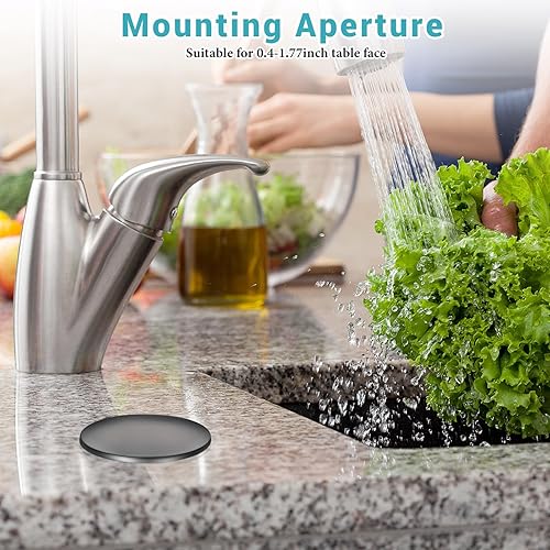 Vista 55 de LEIFIDE Grifo de acero inoxidable para fregadero de cocina de 2 pulgadas, tapa de tapón de placa de orificio para fregadero de cocina (negro mate)