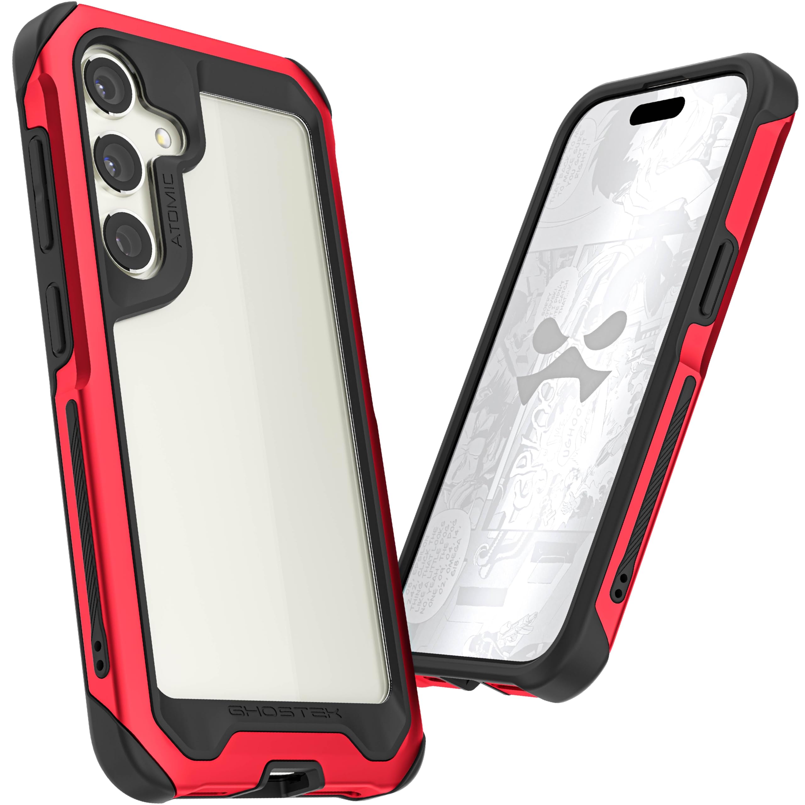 Ghostek Atomic Coque fine pour Galaxy S24 avec pare-chocs en aluminium de qualité militaire, dos transparent et coque de téléphone compatible avec le chargement sans fil conçue pour Samsung Galaxy S24