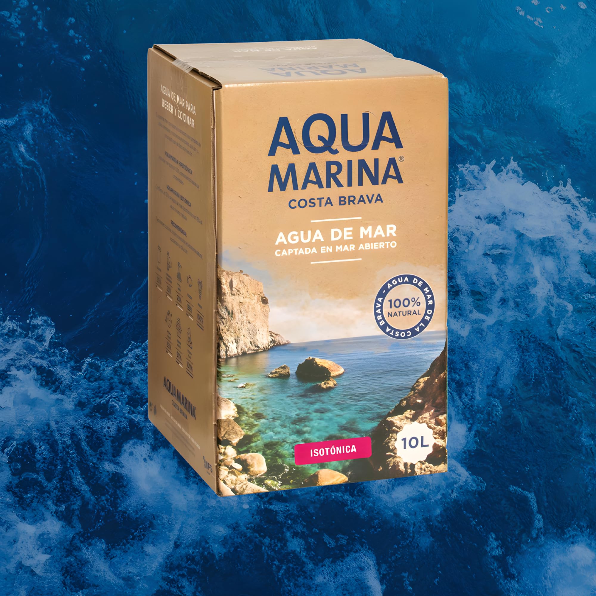 AQUAMARINA Costa Brava Agua de Mar Isotónica 10L | 100% Natural Hidratación Deportiva y Bienestar | Calidad Mediterránea | (3, Bag-in-Box 10 LITROS)