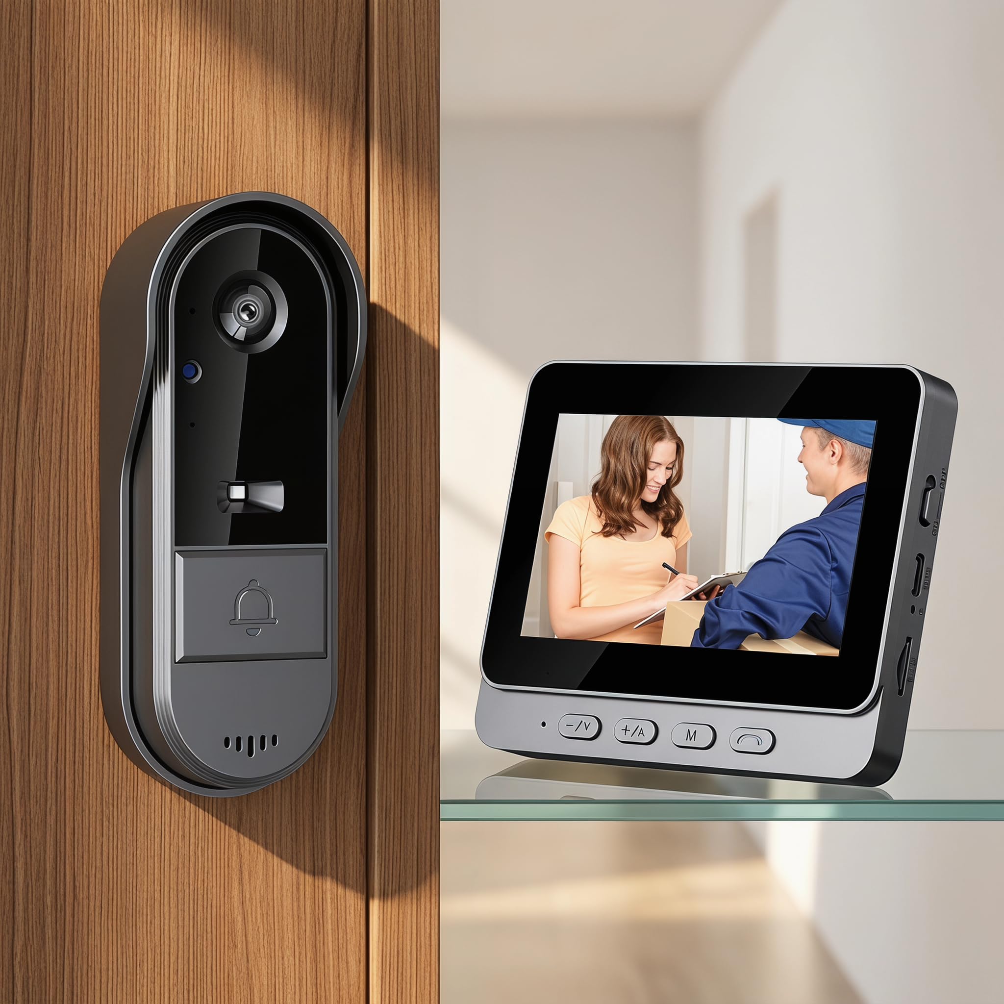 Campanello impermeabile per esterni con telecamera e comunicazione | bidirezionale per una sorveglianza affidabile. Citofono bidirezionale/grandangolo ad definizione/batteria a lunghissima