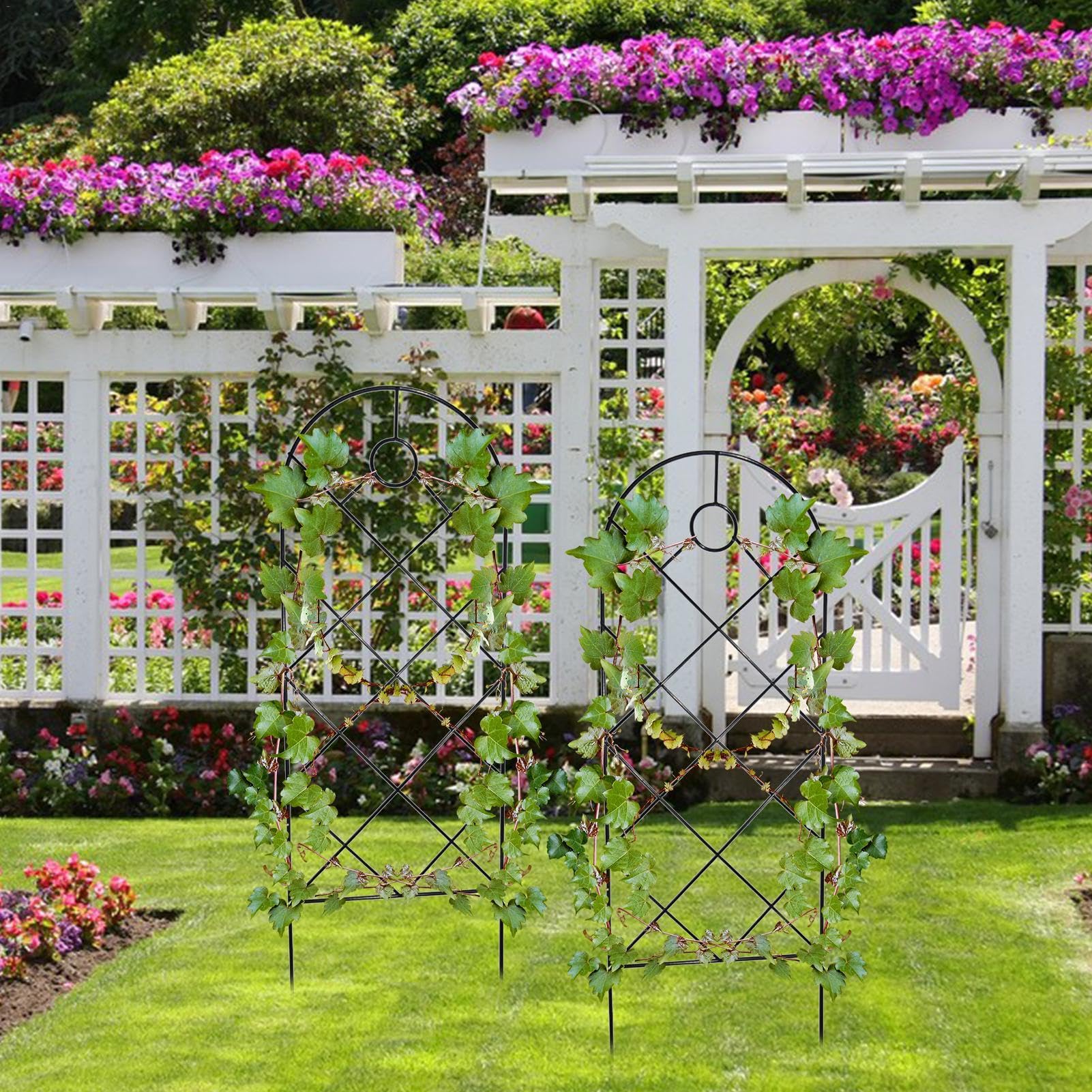 Pannello Di Recinzione Per Pareti Da Giardino In Legno Espandibile Supporto Per Traliccio Per Piante Recinzione Decorativa Da Giardino Per La Decorazione Del Giardino Dell'iarda Di Casa - Foto 3