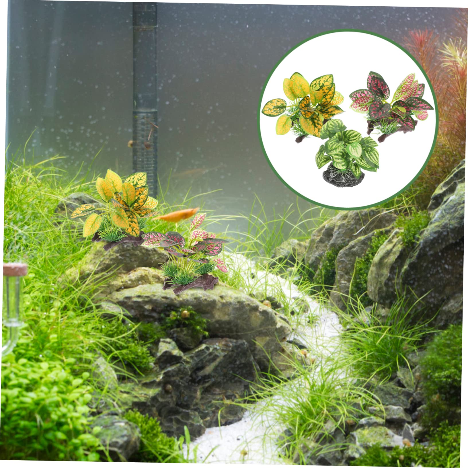 Zerodeko 3 Set Piante Paesaggistiche Per Acquari Pianta Finta Falso Cisterna Acquario Decorazioni Per Acquari Contenitori Piante Acquatiche Finte Impianto Di Simulazione Resina 3 Pezzi * 3