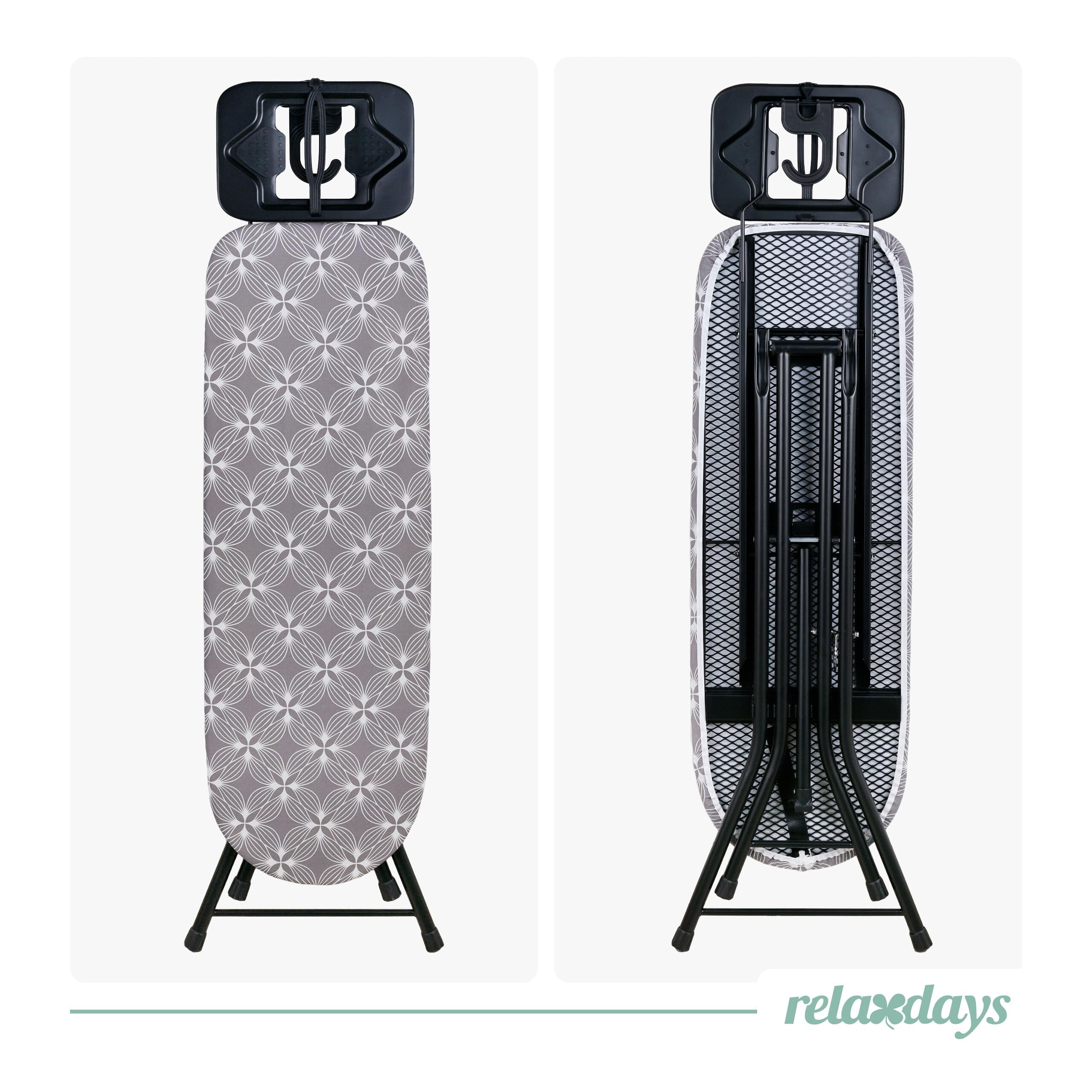Relaxdays Bügelbrett & Dampfbrett, für Dampfbügeleisen & Dampfglätter, BxT: 109,5 x 35 cm, Bügelstation, klappbar, grau