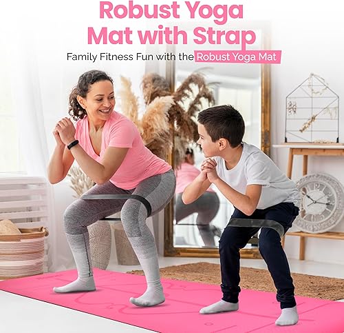 Miniatura 3 de Robust Tapete de yoga antideslizante con correa, tapete de entrenamiento ecológico de TPE de 14 de pulgada de grosor para yoga con líneas de
