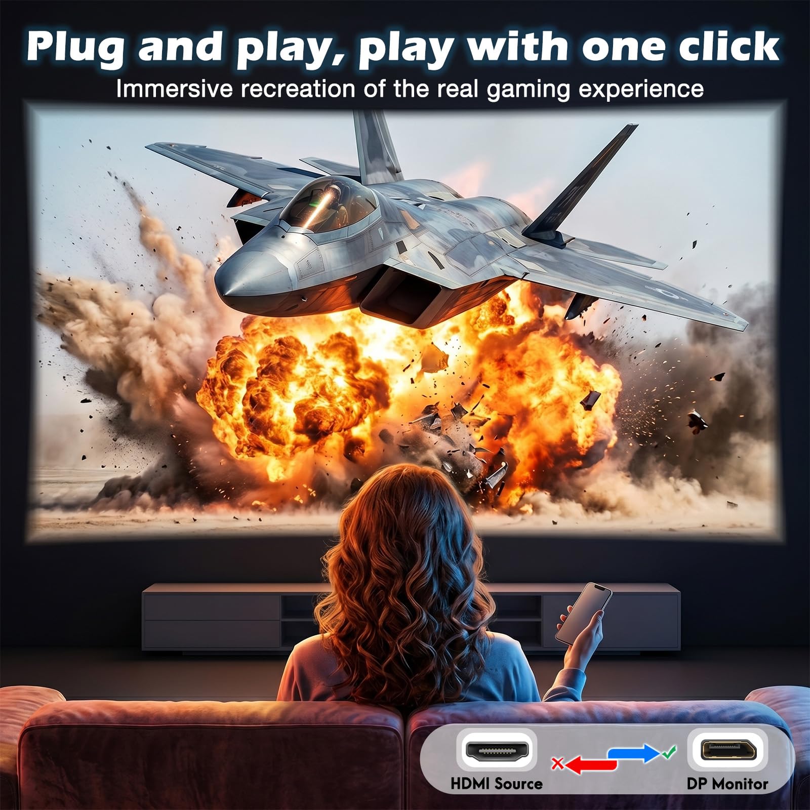 Câble actif HDMI vers DisplayPort unidirectionnel de 3 m (4K @ 60 Hz/1080p @ 120 Hz) | Source HDMI vers DP moniteur adaptateur de port d'affichage compatible avec ordinateur portable, AMD, NVIDIA, PS5