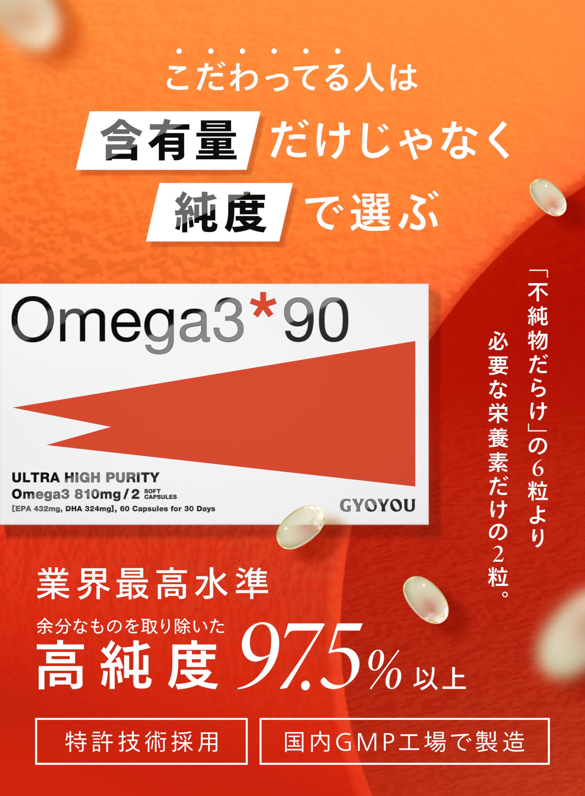 Amazon | GYOYOU オメガ3フィッシュオイル 60粒 高純度97.5% EPA DHA 