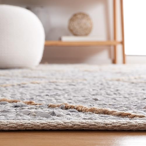 Miniatura 4 de SAFAVIEH Alfombra vintage de la colección de cuero, 6 x 9 pies, gris claro y natural, hecha a mano moderna y rústica, ideal para zonas de alto