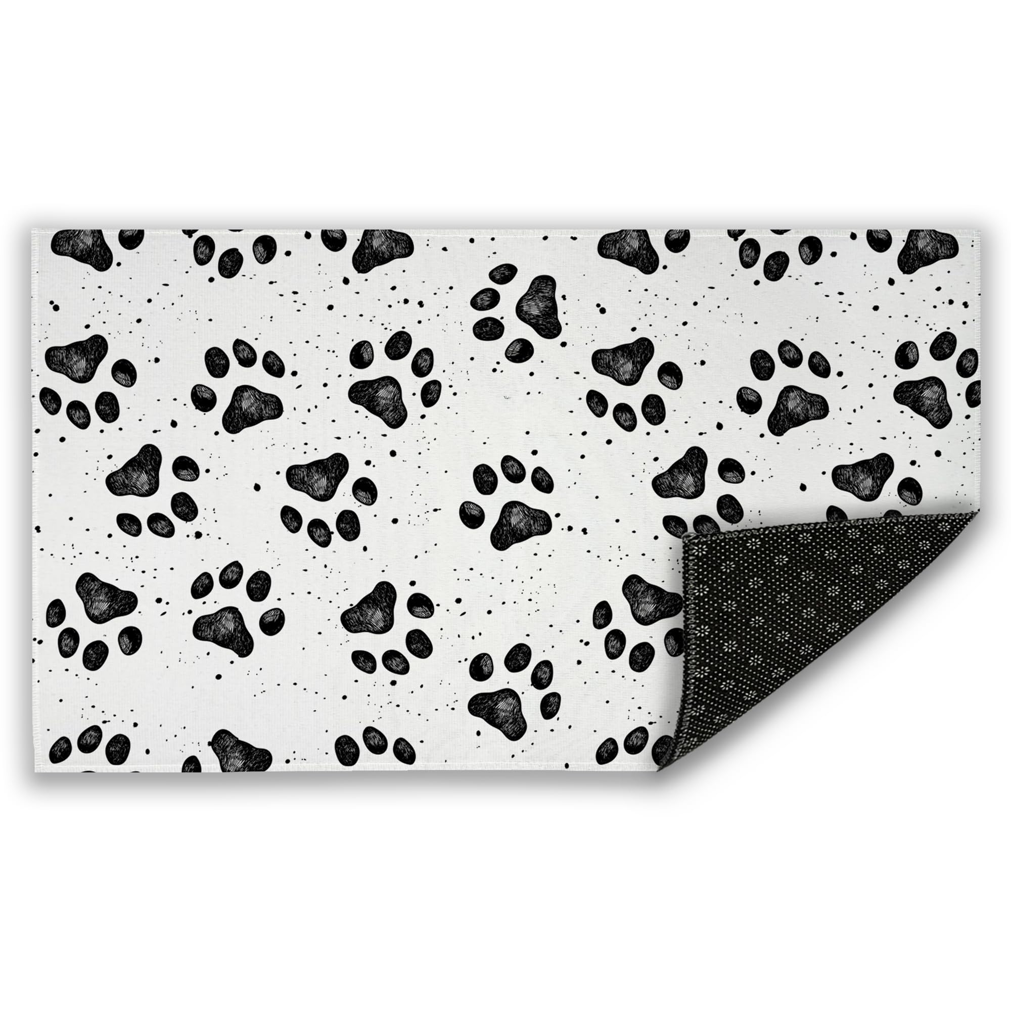 Black Dog Paw Door Mat, Indoor Outdoor Decor Door Mat Entryway Non-Slip Absorbent Mud Trapper Mats, Floor Mats, Soft Washable Mats Door Carpet for