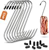 8 Pcs Butchers Hooks for Hanging, Load 50 kg-5mm*18cm S Shaped Meat Hooks for Hanging, Stainless Steel S Hookss, Metal S Shaped Hookss, for Butchering BBQ Grilling Hot and Cold Smoking Hook Set
