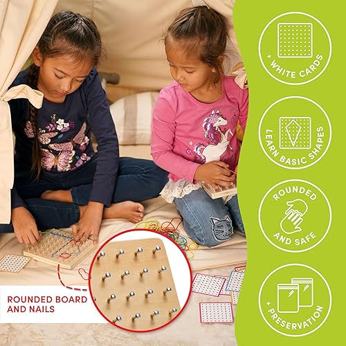 Miniatura 4 de CUBIDI Geoboards de madera con bandas de goma  Juguetes Montessori para niños de más de 4 años  Tablas geográficas para el aula  Juguetes STEM