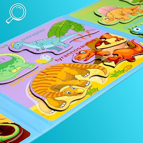 Miniatura 7 de Rompecabezas magnéticos para niños de 1 a 3 años, rompecabezas de viaje para niños de 2 a 4 años, juguete de actividades de dinosaurio para niños y